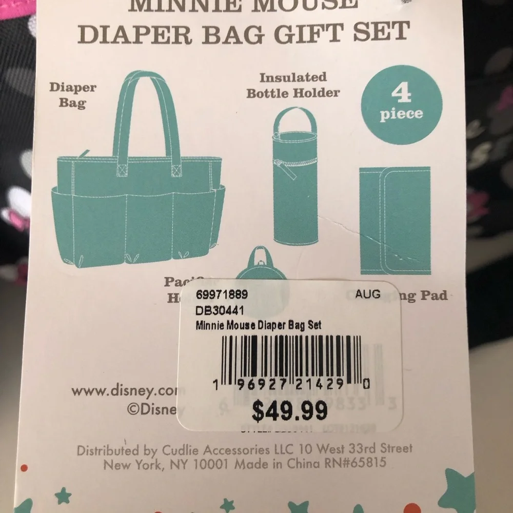 Minnie Mouse Disney baby Diaper bag. 4-piece set. NWT.
